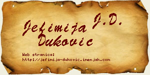 Jefimija Duković vizit kartica
